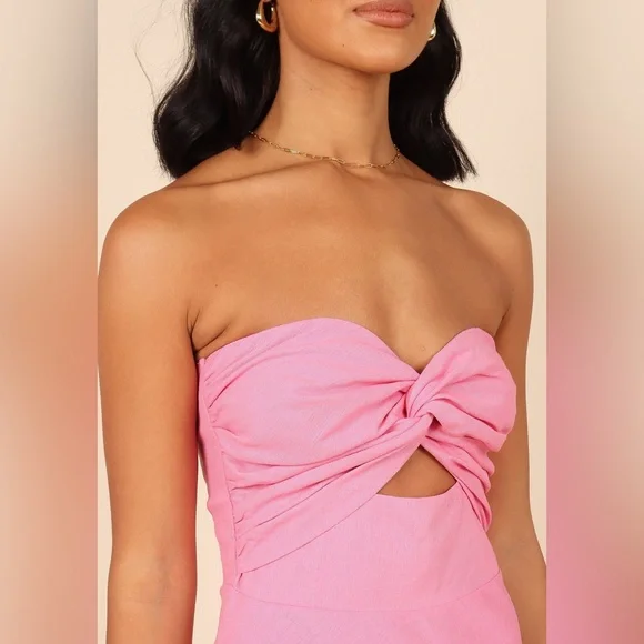 Petal & Pup Hot Pink Strapless Twist Front Maxi - Picture 3 of 10